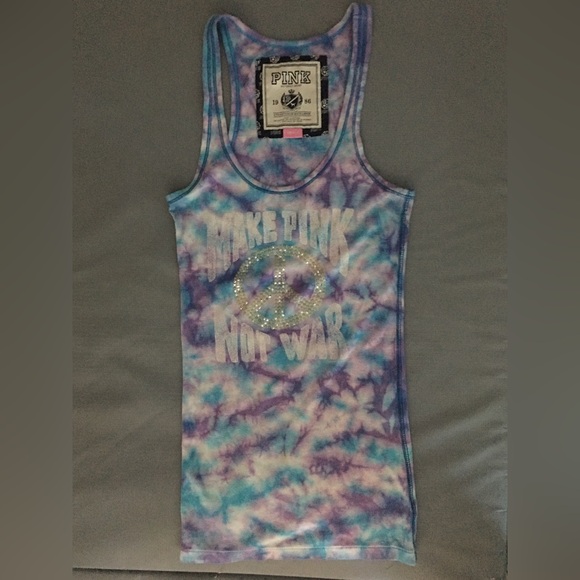 NWOT Delia’s Turquoise Blue tie-dye PEACE tank- XS - Picture 7 of 9
